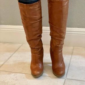 Also cognac leather knee high boots size 38